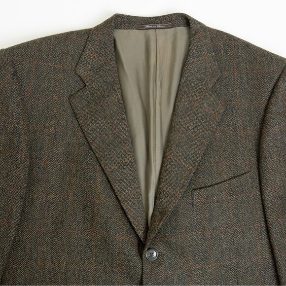 Ermenegildo Zegna Herringbone Tweed Blazer Wool Cashmere Brown Plaid 46 L EU 56 - Picture 6 of 13